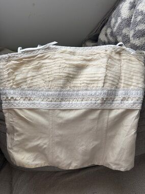 Luisa Spagnoli Cream Lace Trim Strapless Top